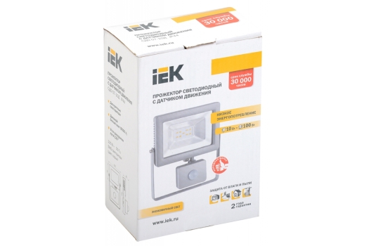 Прожектор светодиодный СДО 07-10Д с датчиком движения IP54 серый IEK