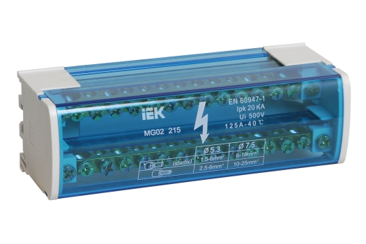 Шины на DIN-рейку в корпусе (кросс-модуль) ШНК 2х15 L+PEN IEK