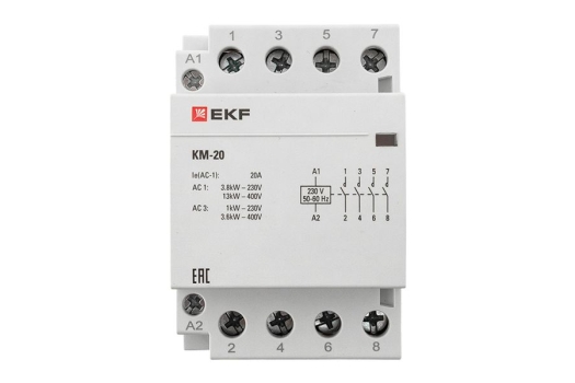 Контактор модульный КМ 20А 4NО (3 мод.) EKF PROxima