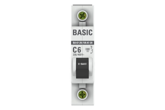 Автоматический выключатель 1P 6А (C) 4,5кА ВА 47-29 Basic